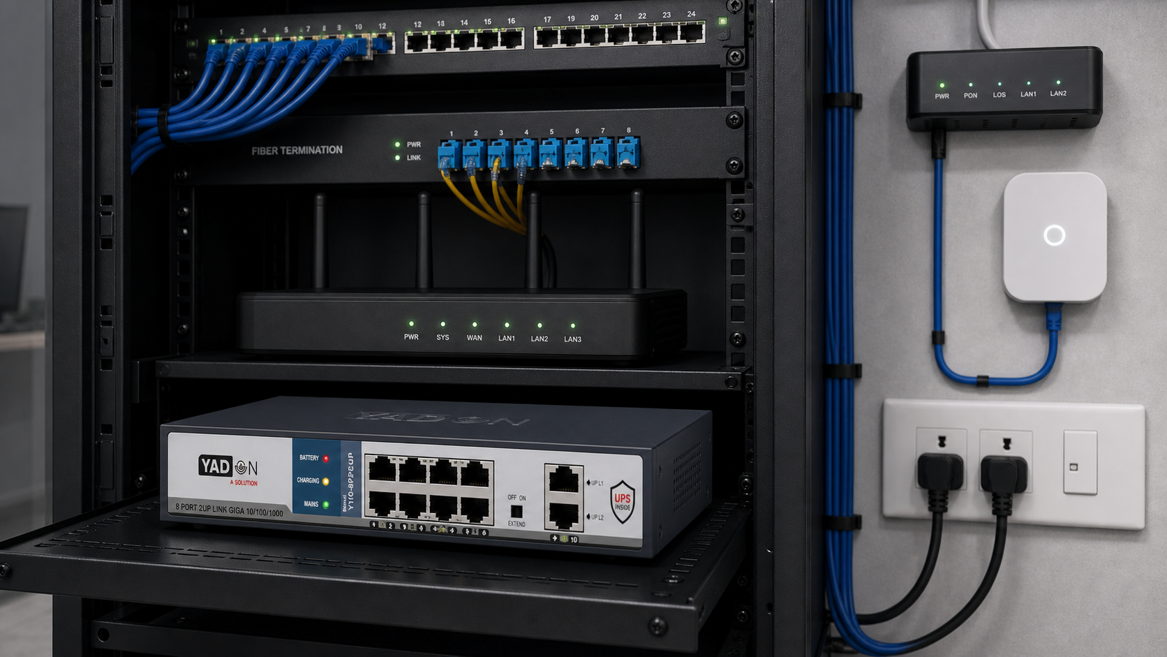 YADON PoE Switch with UPS supporting ISP network infrastructure